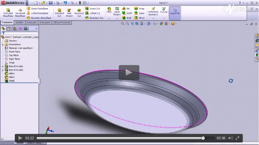SolidWorks基础入门视频（四）：设计一个餐盘，水勺，USB插口 