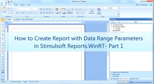业务报表视频：在WinRT中使用数据范围参数创建报表（1）