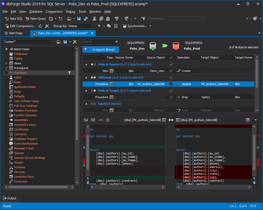 dbForge Studio for SQL Server 使用教程：如何进行数据库差异管理