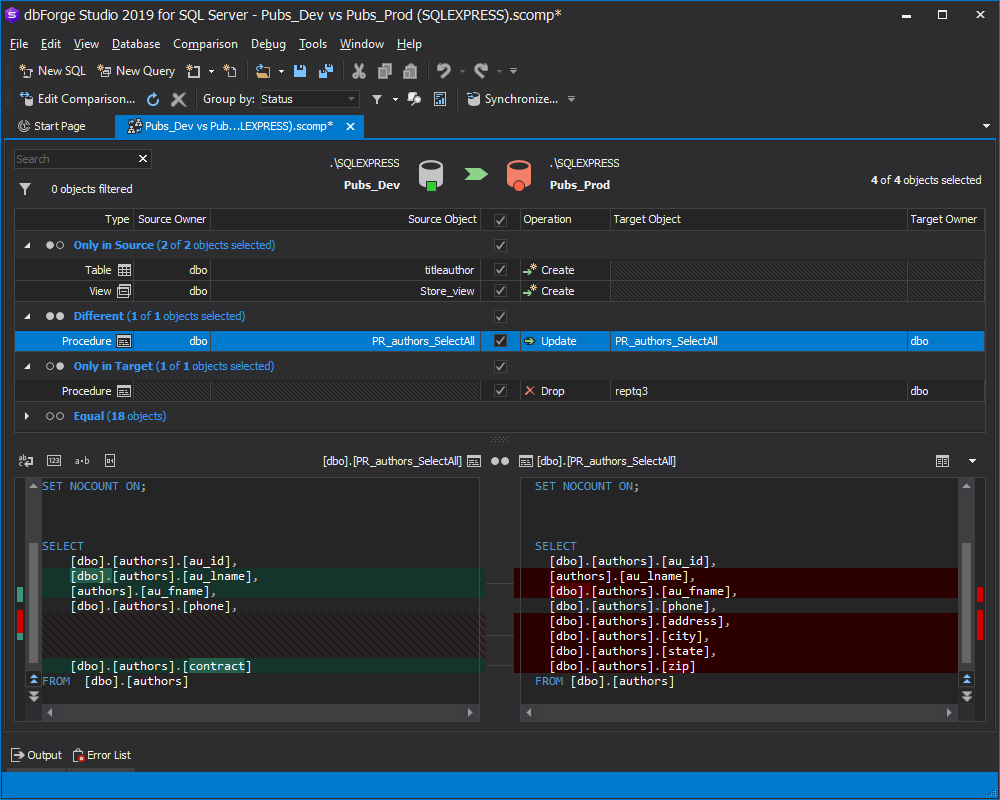 dbForge Studio for SQL Server 使用教程：如何进行数据库差异管理