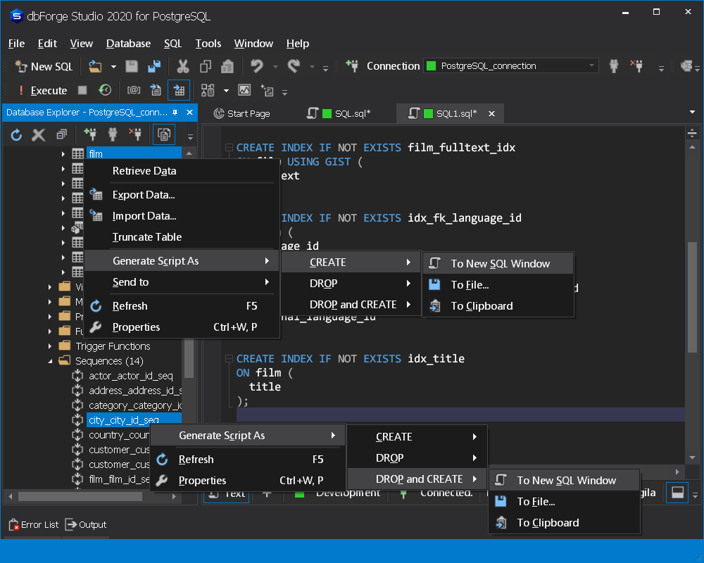 数据库开发管理工具db Studio for PostgreSQL最新版：新增脚本生成选项