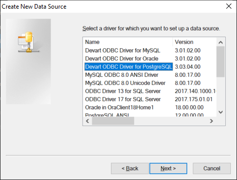 MySQL迁移到PostgreSQL-从列表中选择驱动程序