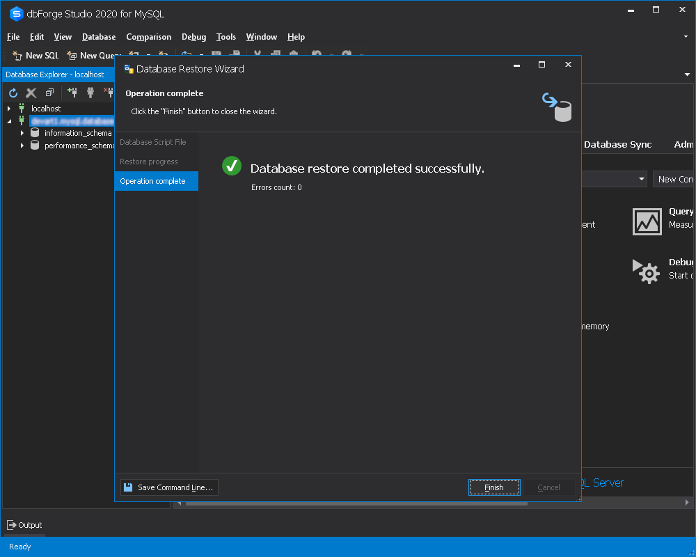 在Azure MySQL中成功还原