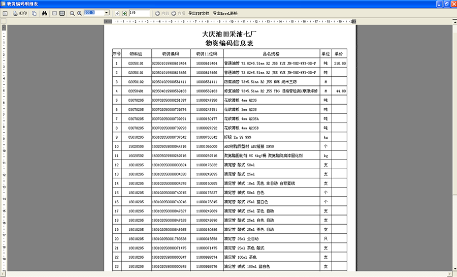 物资编码信息表