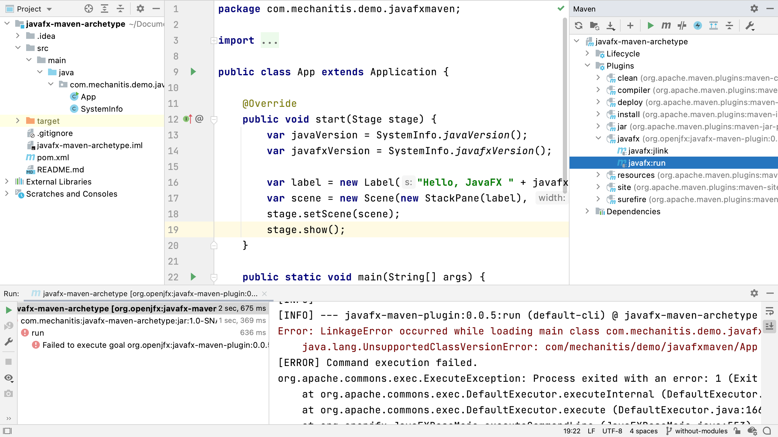 如何从IntelliJ IDEA内部运行JavaFX应用程序？