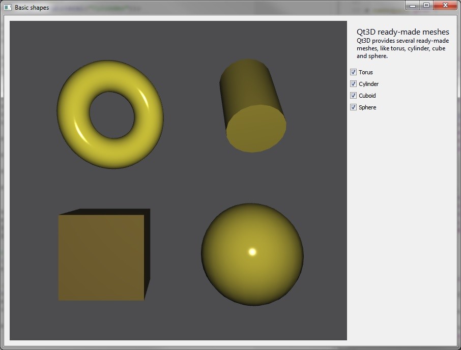 Qt 3D：基本形状C ++示例