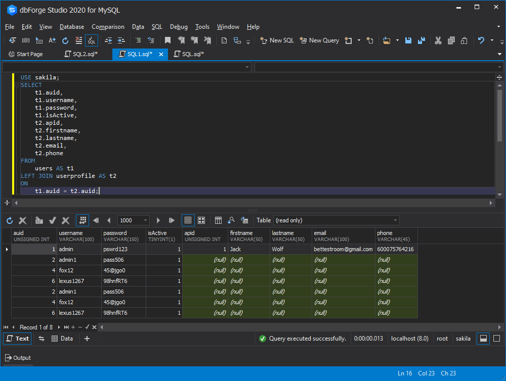 dbForge Studio for MySQL数据库使用教程：MySQL JOINs范例教学