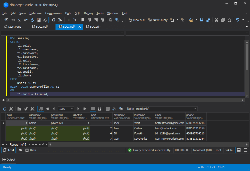 dbForge Studio for MySQL数据库使用教程：MySQL JOINs范例教学