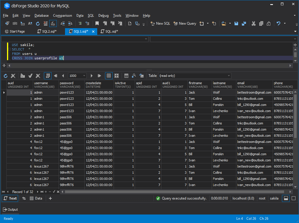 dbForge Studio for MySQL数据库使用教程：MySQL JOINs范例教学