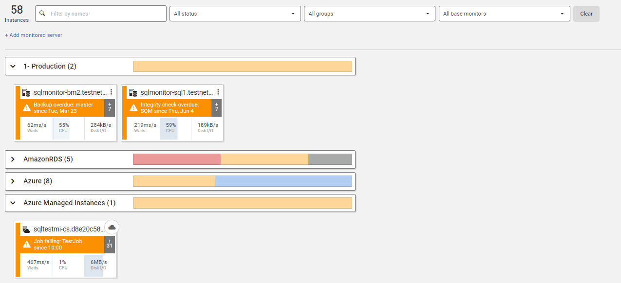 SQL Monitor中的全局仪表板