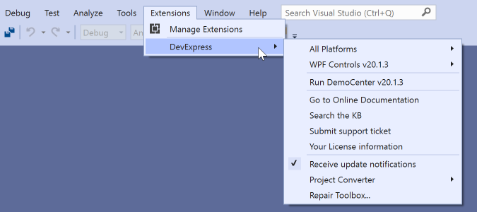 DevExpress WPF控件入门指南：菜单项