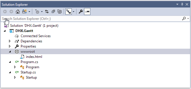 dhtmlxGantt与ASP.NET Core 2创建项目