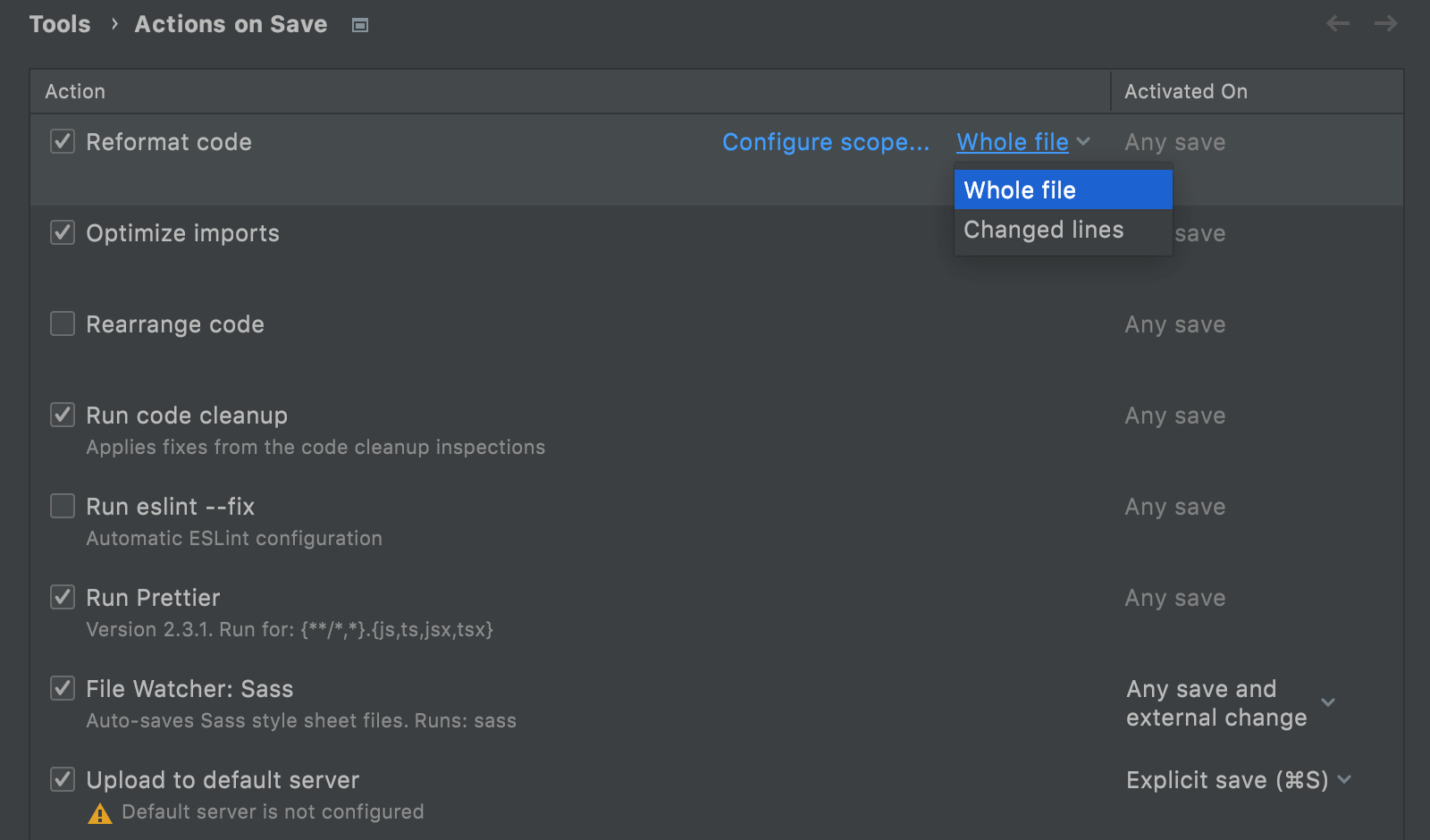 webstorm 中保存操作概述