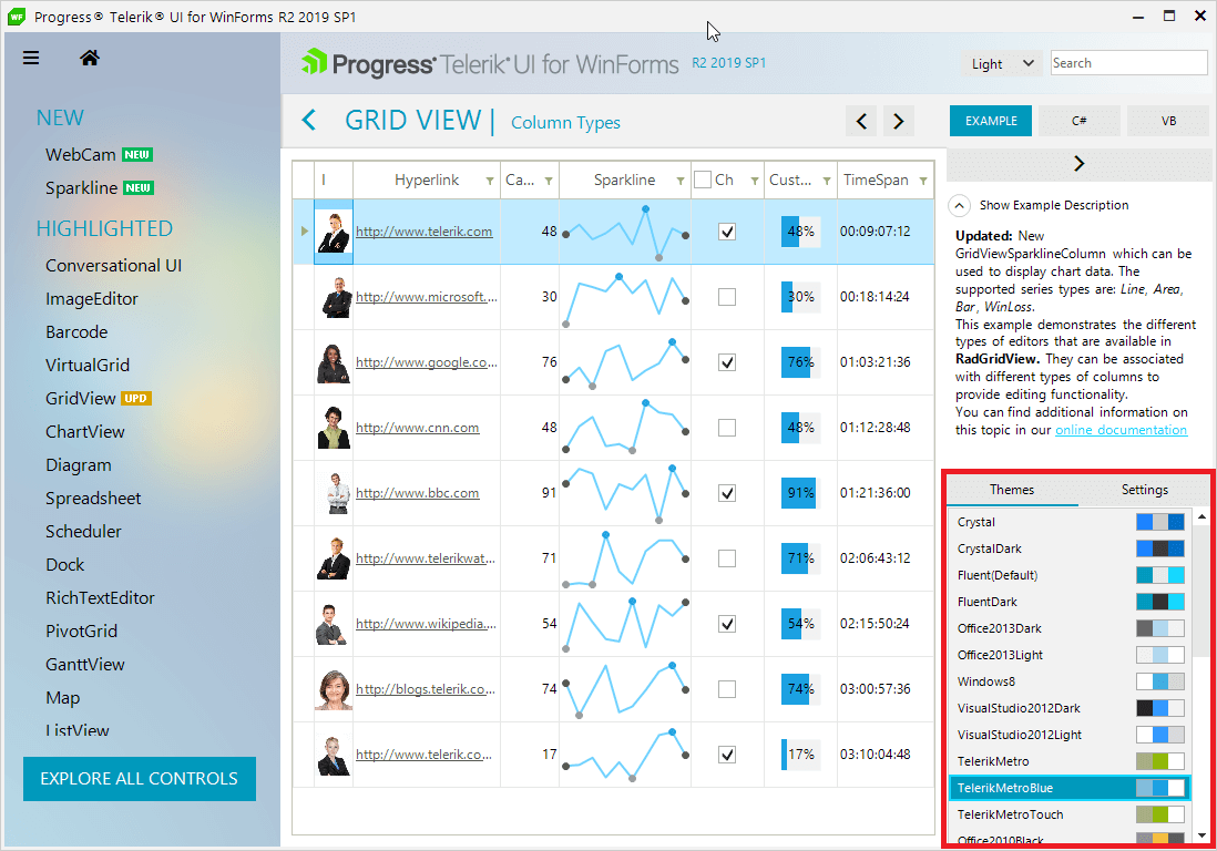 WinForm界面控件Telerik UI for WinForm初级教程 - 预览和更改控件外观 - 图集