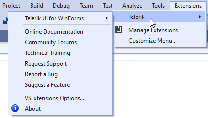 Telerik UI for WinForms入门教程：Visual Studio 扩展