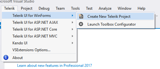 Telerik UI for WinForms入门教程：Visual Studio 扩展