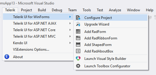 Telerik UI for WinForms入门教程：Visual Studio 扩展