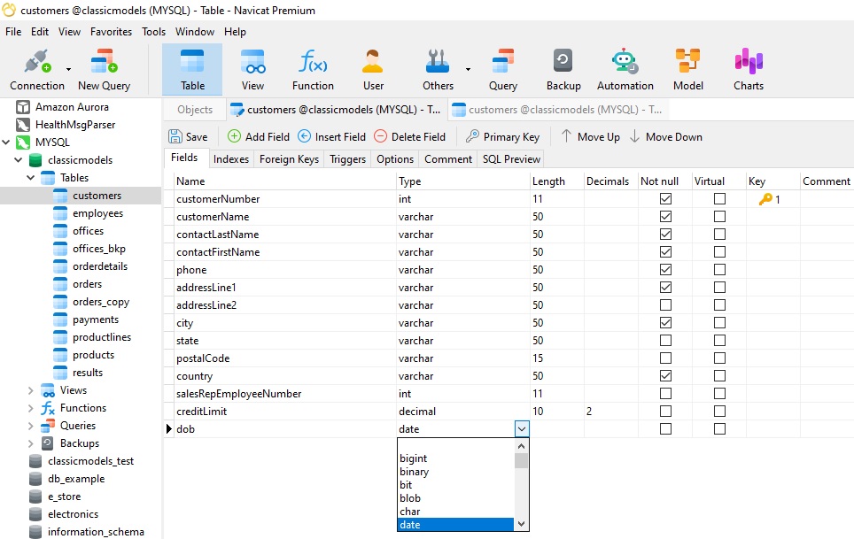 Navicat for MySQL在 MySQL 中处理日期和时间