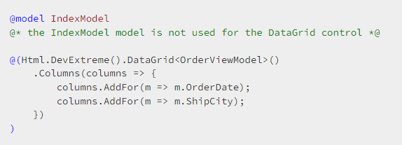 B/S端界面控件DevExtreme ASP.NET MVC入门级教程：Razor语法 - 指定选项（一）