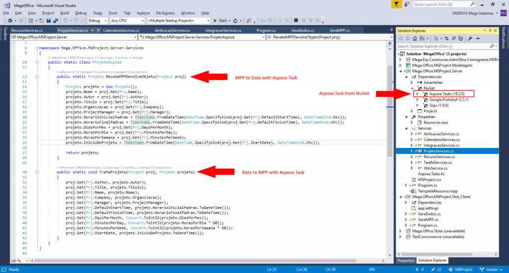 代码中的 Aspose.Tasks.Project 类