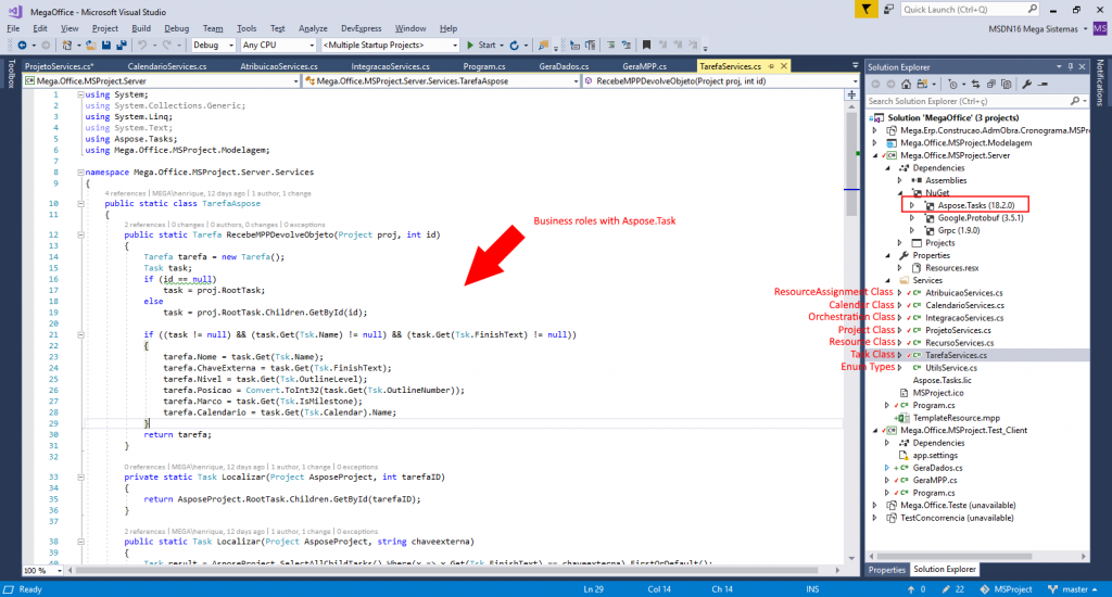 Aspose.Tasks for .NET 的类分布预览