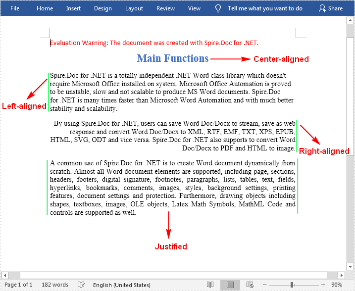 C#/VB.NET：在 Word 中對齊文本