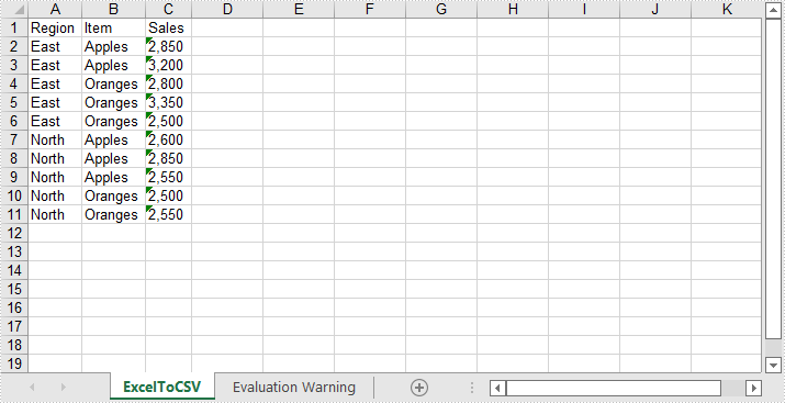 C#/VB.NET：将 Excel 转换为 CSV 并将 CSV 转换为 Excel