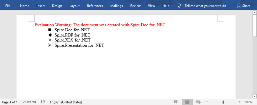 Set ASCII Characters as Bullet Points in Word in C#/VB.NET