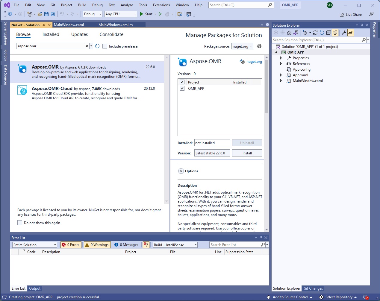 为 .NET 安装 Aspose.OMR