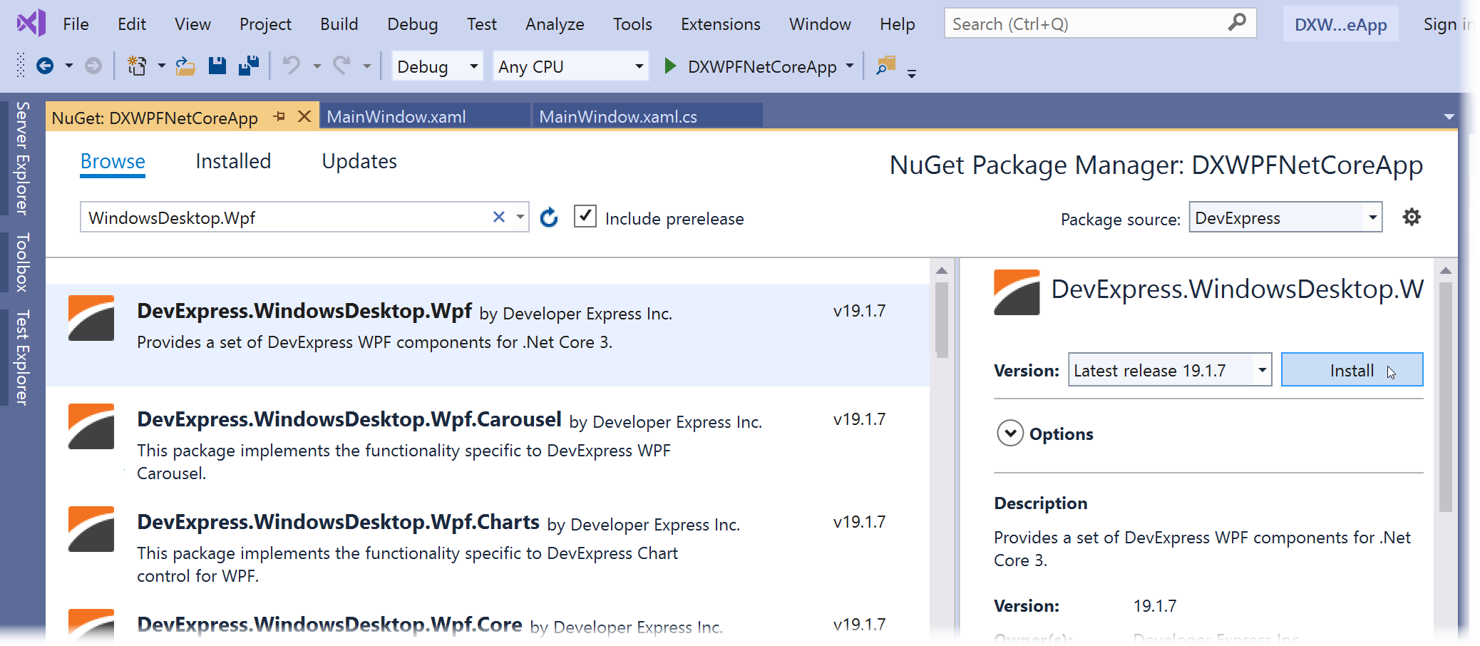 界面组件DevExpress WPF——.NET Core 3应用程序创建入门指南
