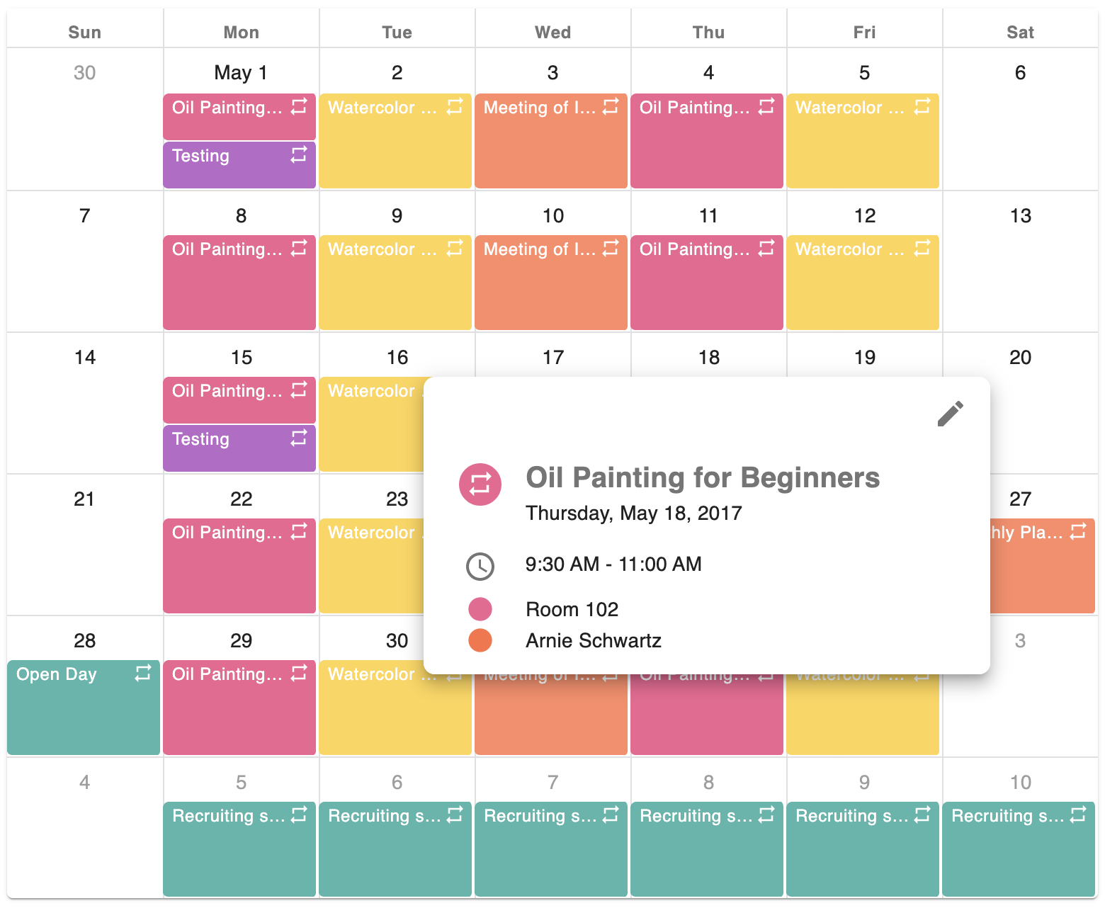 DevExtreme React Scheduler——Material UI主题图集