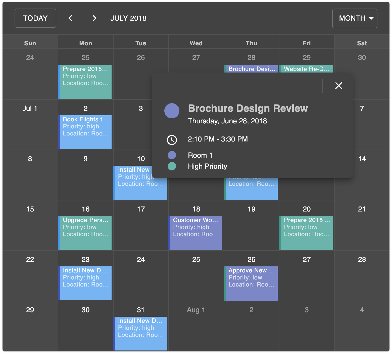 DevExtreme React Scheduler——Material UI主题图集