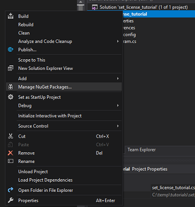 选择管理 NuGet 包
