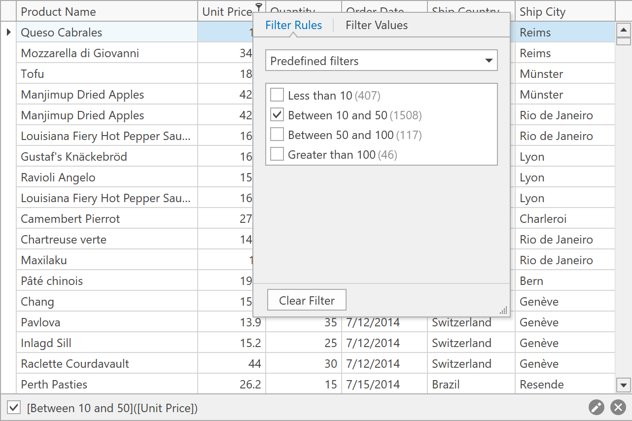 界面控件DevExpress WPF中文指南 - 如何创建类Excel的过滤