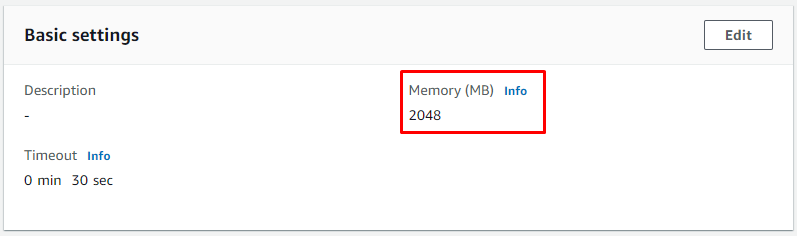 将内存功能设置为 2048 MB