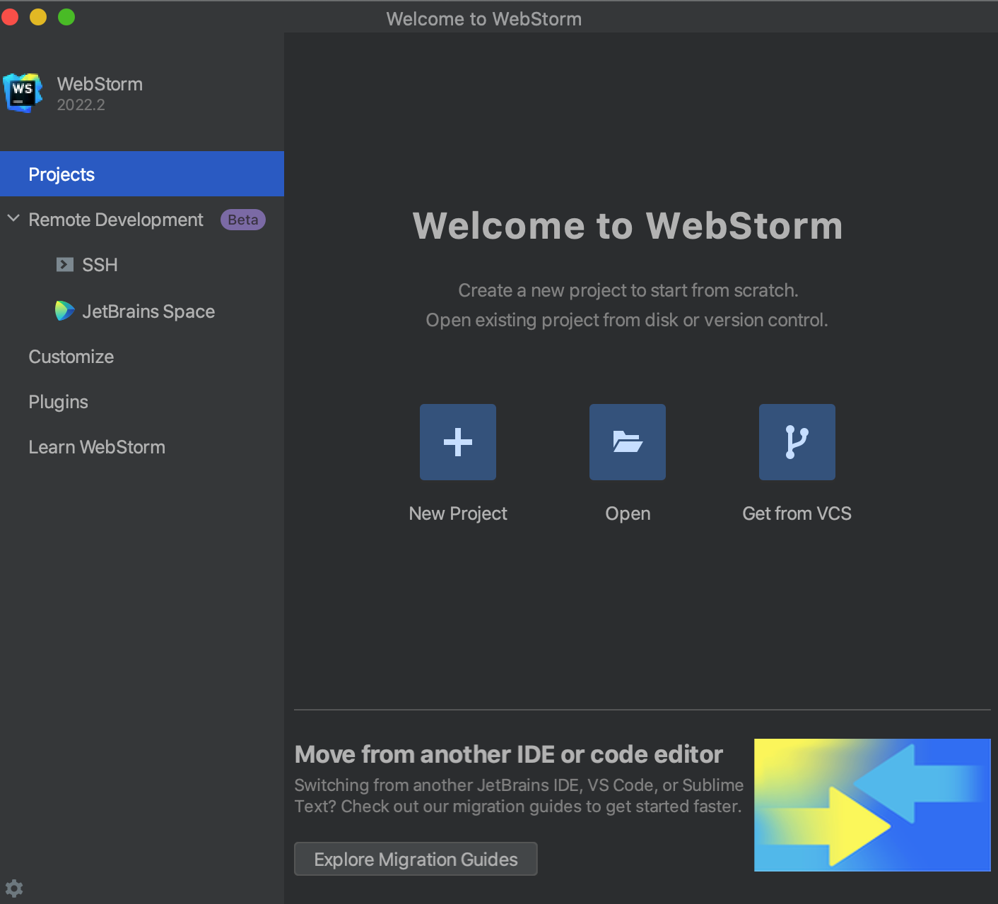 JavaScript开发工具WebStorm入门教程：开始运行WebStorm（一）