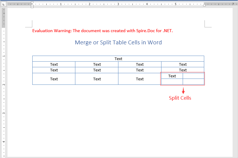 C#/VB.NET：在 Word 中合并或拆分表格单元格