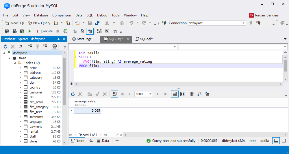在 dbForge Studio for MySQL 中运行 ChatGPT 创建的查询