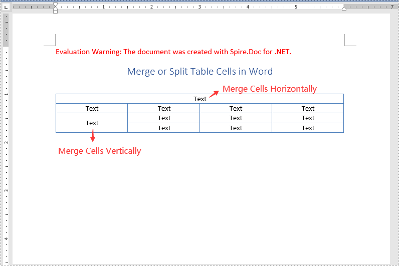 C#/VB.NET：在 Word 中合并或拆分表格单元格