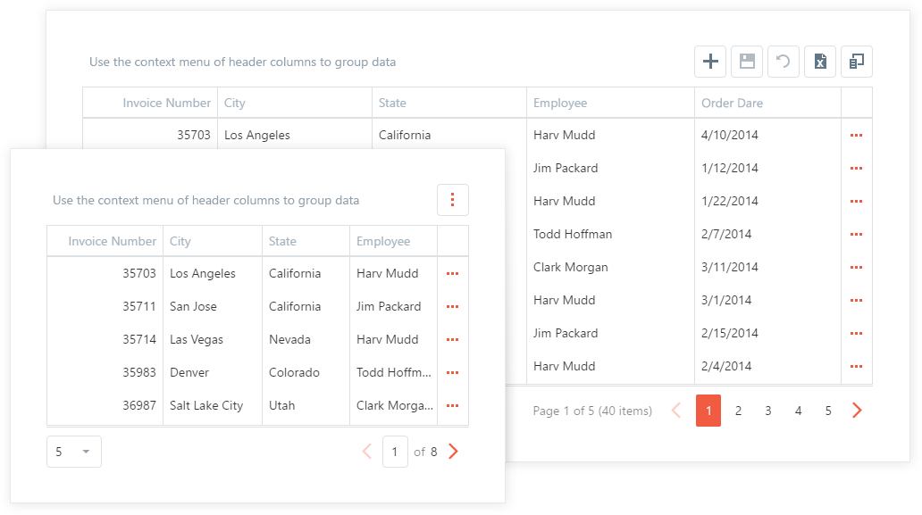 界面控件DevExtreme的Data Grid组件图集