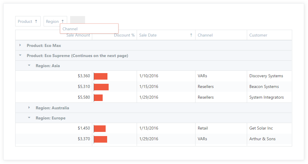 界面控件DevExtreme的Data Grid组件图集