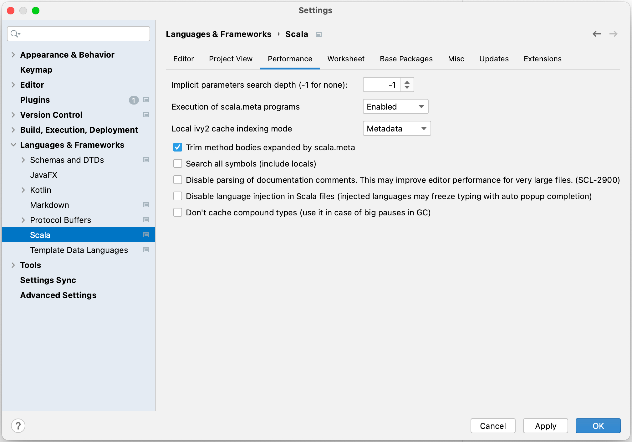 【使用者必读】手动改善IntelliJ IDEA和Scala插件性能