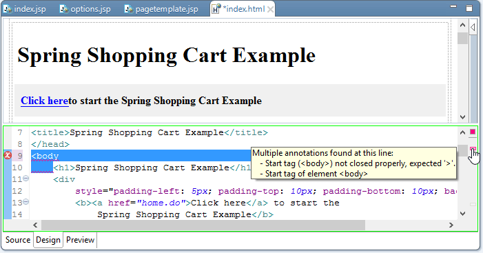 MyEclipse的HTML / JSP编辑器