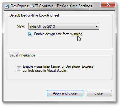 DevExpress Menu - Design-Time Settings Dialog