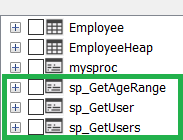 Connection to Stored Procedures in MsSQL