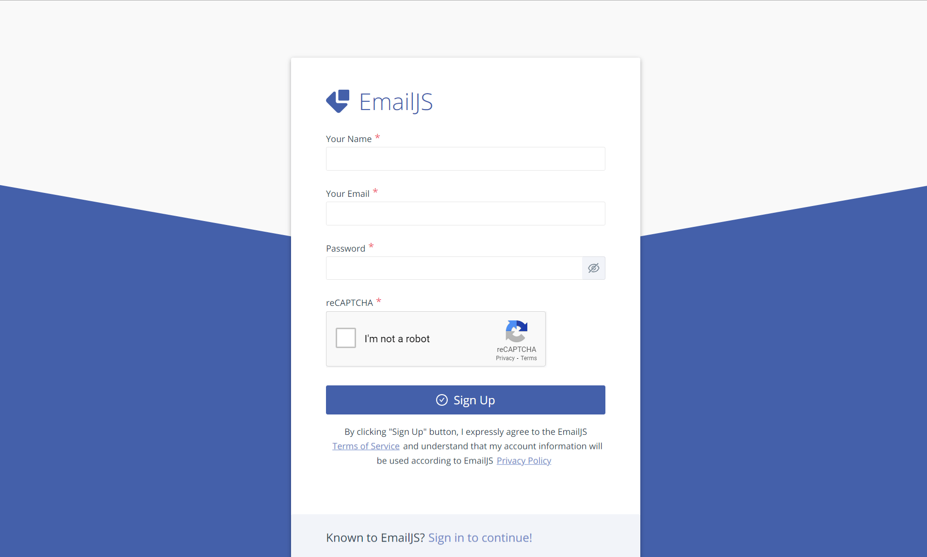 EmailJS 创建帐户