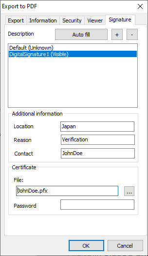 Digital signature of files