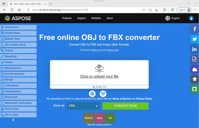 免费的在线 OBJ 到 FBX 转换器应用程序