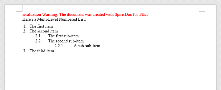C#/VB.NET：在 Word 文档中插入列表