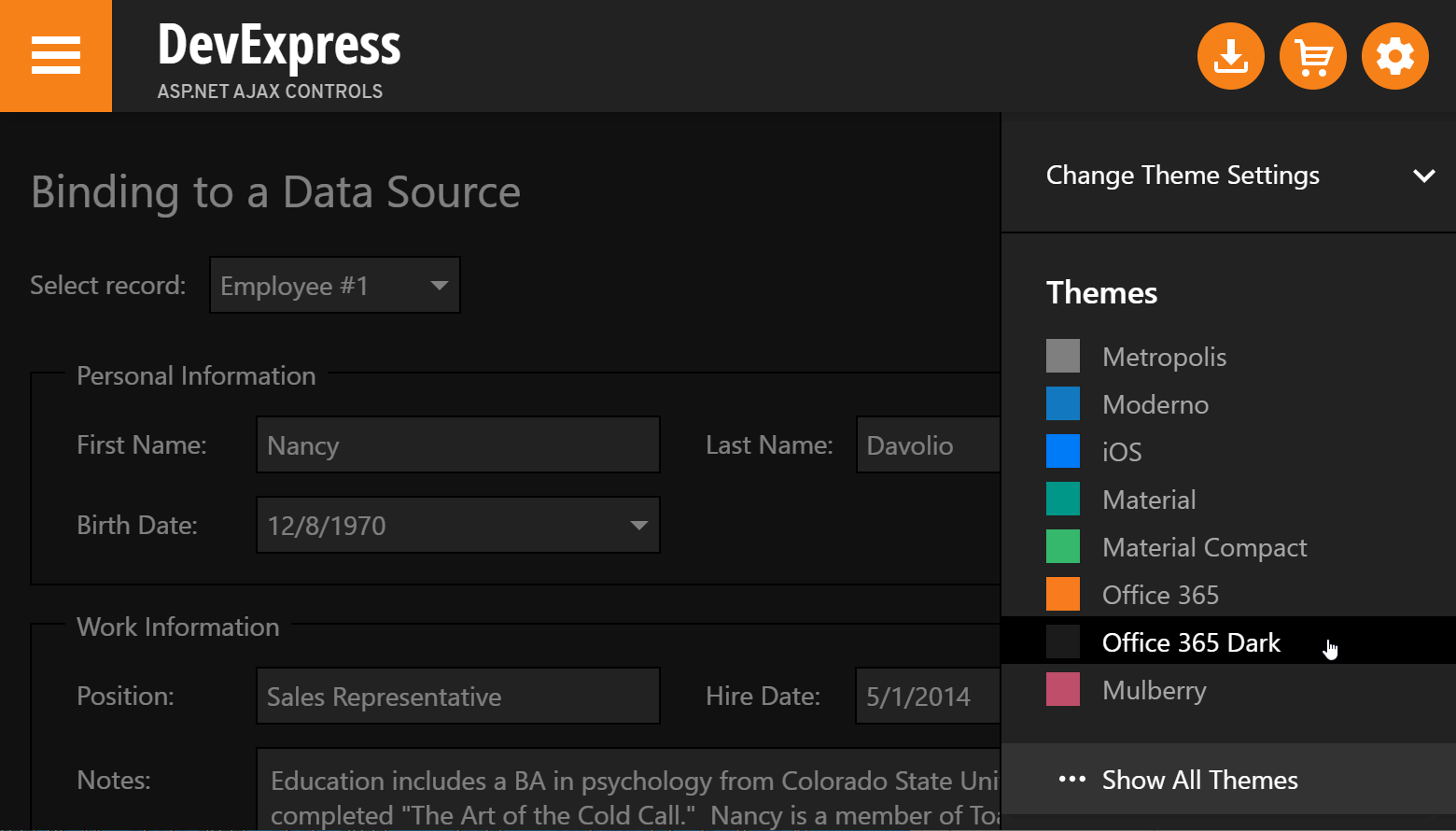 DevExpress ASP.NET暗黑主题图集